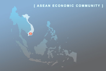 Fototapeta na wymiar Vietnam country that will be member of AEC map