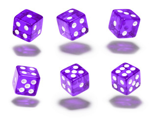 Würfel, 6er Set, schweben, lila