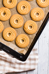 sweet ring biscuit on baking tray