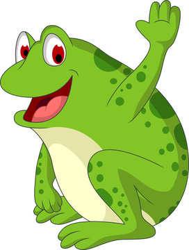 cute frog cartoon smiling