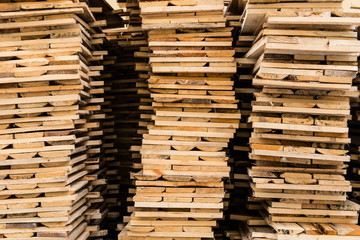 Construction wood planks stack together