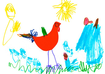 child's drawing - poultry yard