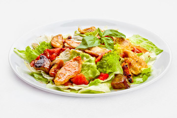 A Tasty food . The salad with roasted chicken . High quality ima