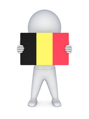 3d small person with flag of Belgia.