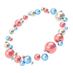 Round circle copyspace frame made of glossy spheres