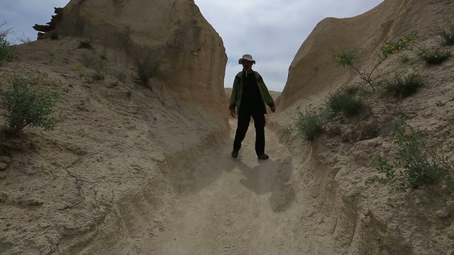 Adult male walking through Cappadocia