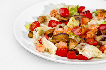 A Tasty food .Vegetable salad  over white background.