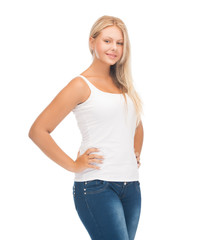 Fototapeta premium teenager girl in blank white t-shirt