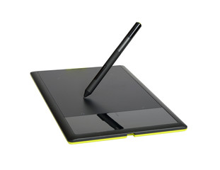 Drawing tablet isolated on white with clipping path.