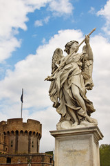 Marble statue of angel by Bernini against the background of Cast