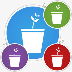 Vector illustration sticker - plant in a flower pot