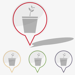 Vector illustration web  buttons pointer - plant in a flower pot