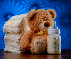 windeln teddy und flasche