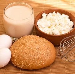 Ingredients for the dough wooden table