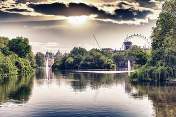 London Eye view by St. James Park, London