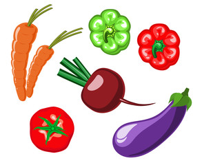 set of vegetables on a white background