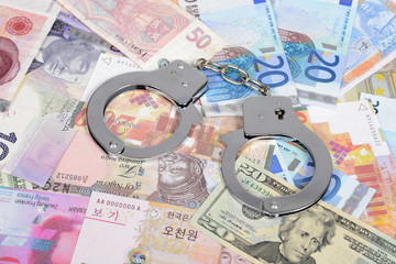 Currency from world with handcuffs