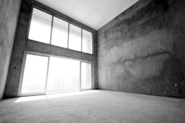 Empty room with sunlight