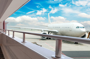 The plane at the airport on loading .