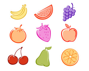 Fruits set in color