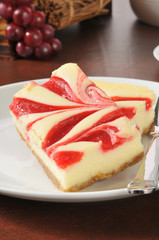 Cheesecake with raspberry swirls