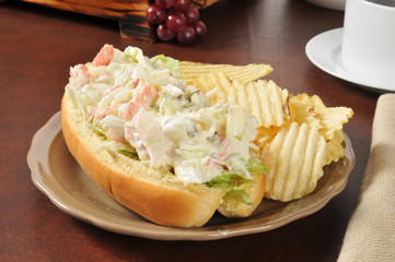 Seafood submarine sandwich