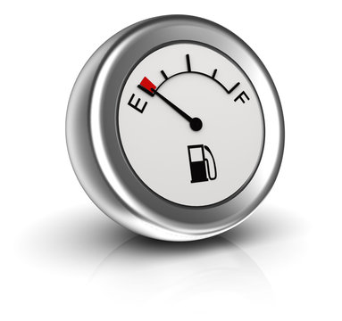 3d icon of fuel gauge indicates empty tank