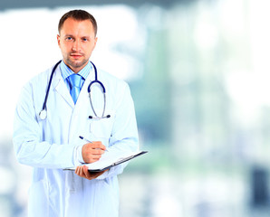 portrait of doctor in white coat and stethoscope