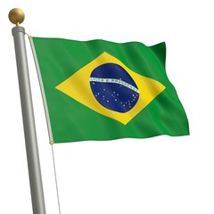 Die Flagge von Brasilien flattert am Fahnenmast