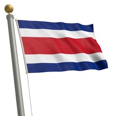 Die Flagge von Costa Rica flattert am Fahnenmast