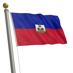 Die Flagge von Haiti flattert am Fahnenmast
