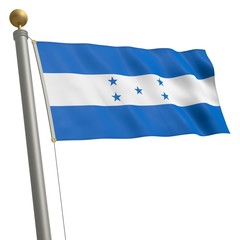 Die Flagge von Honduras flattert am Fahnenmast