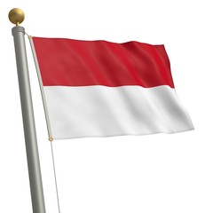 Die Flagge von Indonesien flattert am Fahnenmast