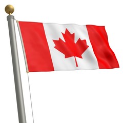 Die Flagge von Kanada flattert am Fahnenmast