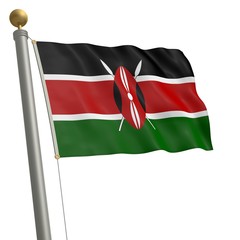 Die Flagge von Kenia flattert am Fahnenmast