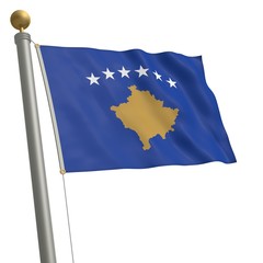 Die Flagge von Kosovo flattert am Fahnenmast