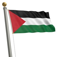 Die Flagge von Palästina flattert am Fahnenmast