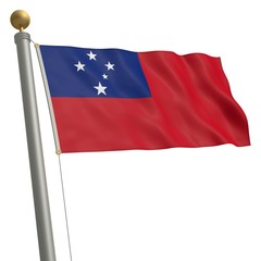 Die Flagge von Samoa flattert am Fahnenmast