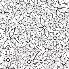 Cercles muraux Fleurs noir et blanc Illustration vectorielle de modèle sans couture avec des fleurs