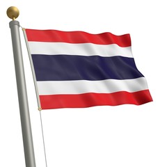 Fototapeta na wymiar Die Flagge von Thailand flattert am Fahnenmast