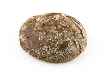 fresh rye bread on a white background