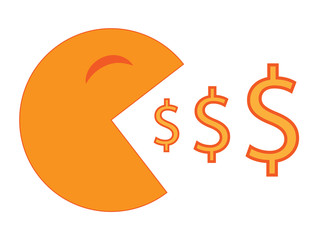 pacman eating  dollar coins