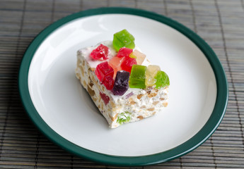Nougat with marmalade and nuts