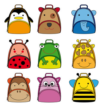 backpacks for school children. animal shaped backpacks