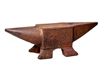 iron anvil traditional used isolated white background