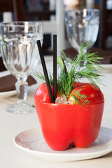 Futuristic cocktail in red pepper