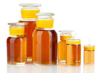 Medicine bottles isolated on white