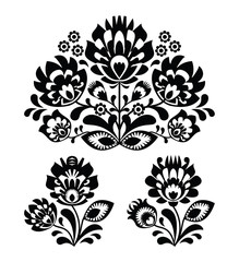 Folk embroidery with flowers - traditional polish pattern