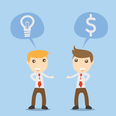 Businessman talk idea and money