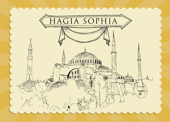 Obraz premium Hagia Sophia Cardpostal